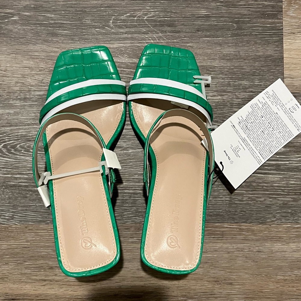 The Drop Women's Avery Square Toe Two Strap High Heeled Sanda